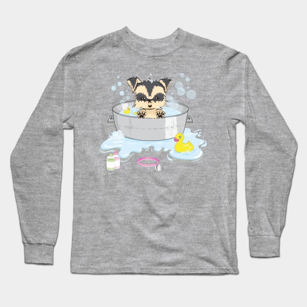 Bathing the puppy Long Sleeve T-Shirt by RebecaZum